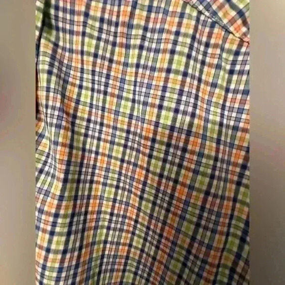 Scott Barber Button Down Shirt Mens Large - Long sleeve. Blue/Green/Orange Plaid - Picture 5 of 9